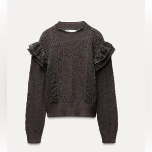 Zara Dark Grey Romantic Knit Sweater